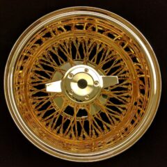 14X7″ Reverse / OG Wire Wheels / All Gold 24K 72-Spoke Cross Lace Spoke / Lowrider Wire Wheels