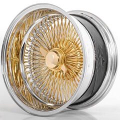 14X7″ Reverse / Center Gold LA Wire Wheels / Straight Lace 100 Spoke